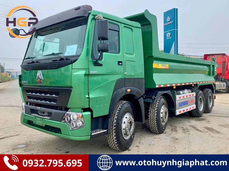 Xe tải ben Howo V7G 8x4 4 chân thùng U 380HP