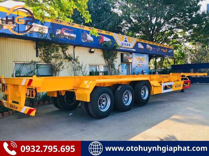 Sơ mi rơ mooc cổ cò 3 trục 50 feet ASEAN tải 33.35 tấn