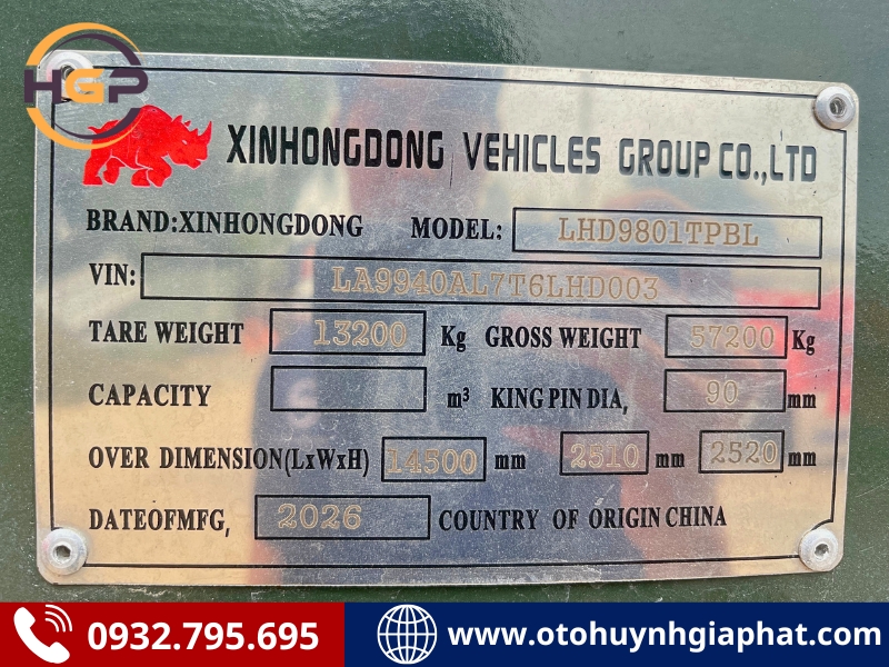 Thông số của mooc sàn rút XINHONGDONG chuyên dụng 24m