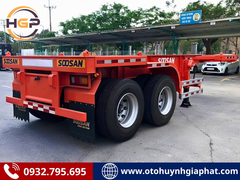 Sơ mi rơ mooc xương 2 trục 20 feet Soosan tải 30 tấn
