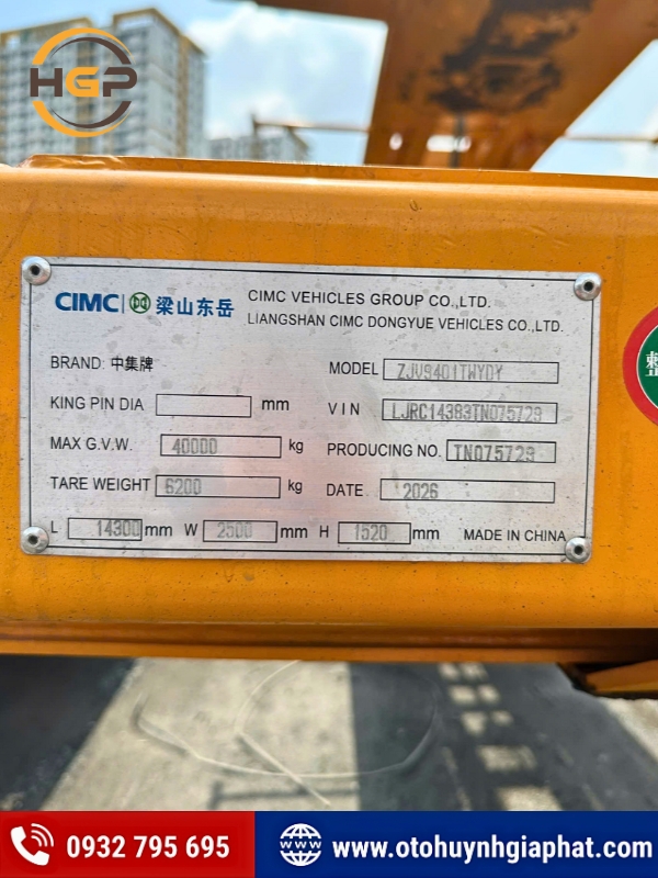 Tấm lắc của rơ mooc cổ cò CIMC DONGYUE 45 feet