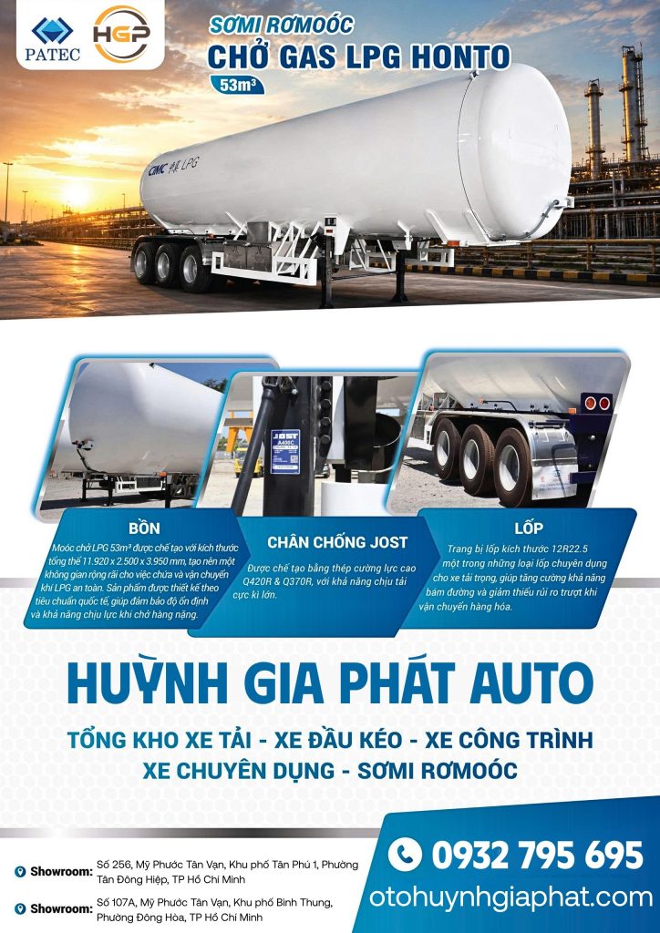 Tổng kho rơ mooc bồn HONTO chở GAS LPG