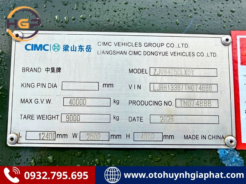 Tấm lắc của mooc lồng CIMC PATEC cao 4m nặng 9 tấn